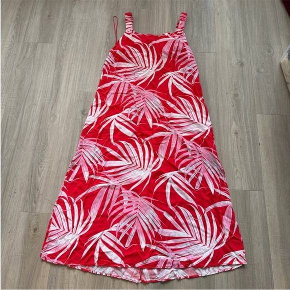 1. State Dresses & Skirts - 1. State Red and White Palm Leaf Patterned Dress